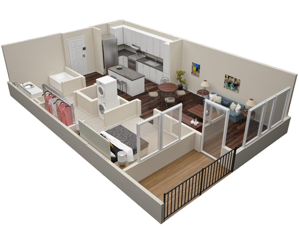 1 Bedroom 1 Bath Floor Plan at Millworks Apartments, Atlanta, GA, 30318