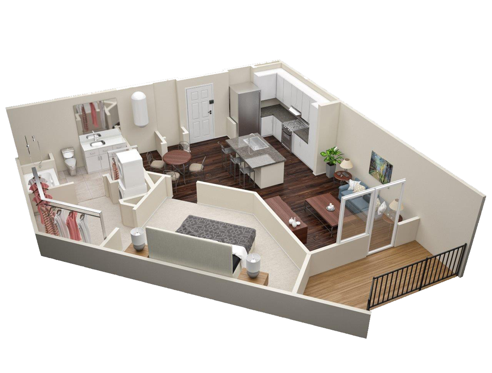 1 Bedroom 1 Bath Floor Plan at Millworks Apartments, Atlanta