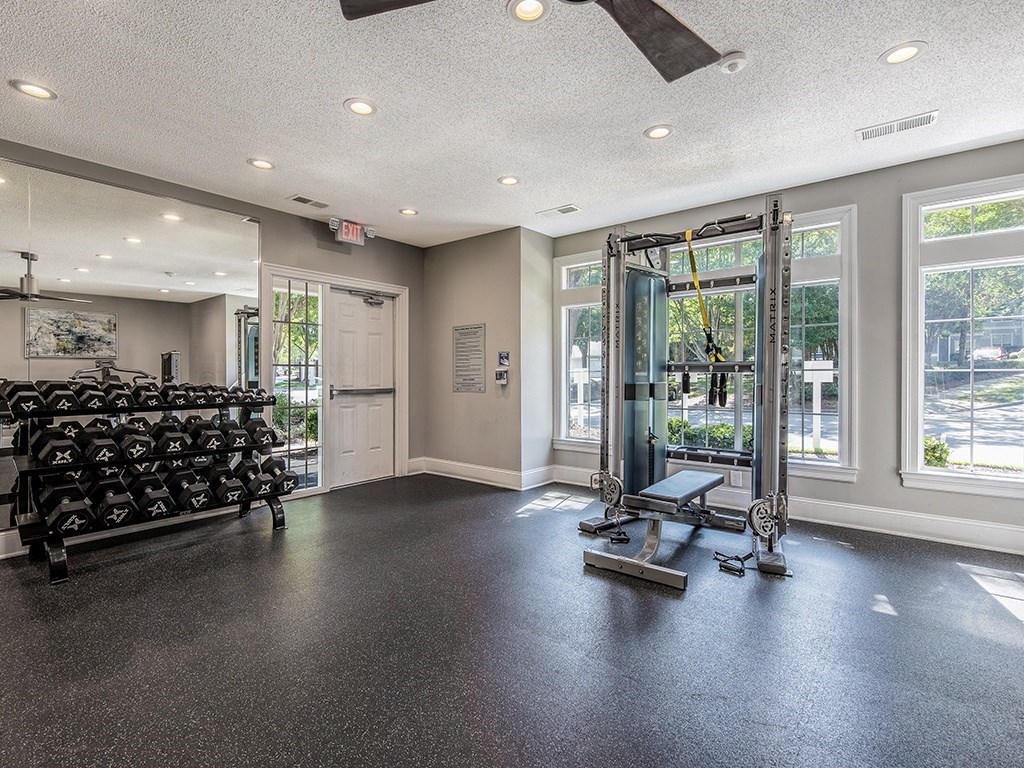 Fitness Center Strength Equipment at The Village Apartments, Raleigh, NC