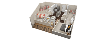 2 Bedroom 2 Bath Floor Plan at Millworks Apartments, Atlanta, 30318