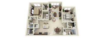 2 bed 2 bath B2 Floor Plan at Carolina Point Apartments, Greenville