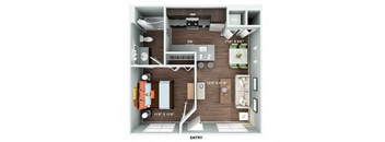 Beaufort Classic 1 bedroom 1 bathroom Floor Plan A at Fortress Grove, Murfreesboro
