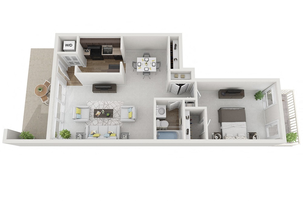 One Bedroom One Bath 1A floor plan