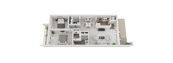 2 Bed 2 Bath 978sf 3D Floor Plan at Brook View Apartments, Maryland