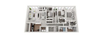 3 bedroom 2 bath floor plan at Brook View Apts, Baltimore MD