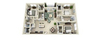 3 bed 2 bath C1 Floor Plan at Carolina Point Apartments, South Carolina