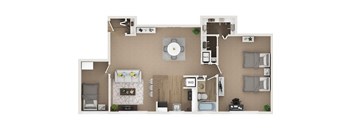 1 bedroom 1 bath with den 1200 sf floor plan, Cardiff Hall Apartments, Towson MD