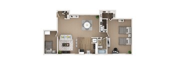 1 bedroom 1 bath 1200sf floor plan at Cardiff Hall Apartments, Towson, MD