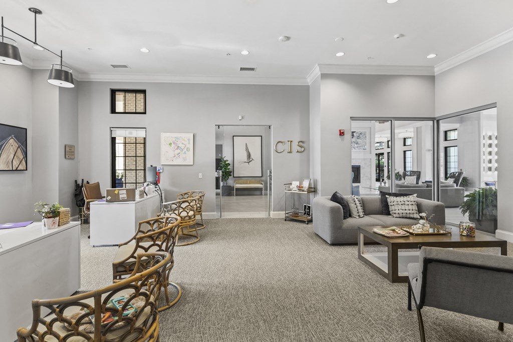 Leasing office with desks and chairs at Central Island Square, South Carolina, 29492