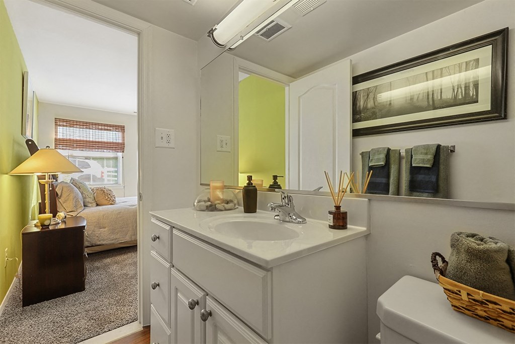 a bathroom with a sink and a mirror, Kenilworth at Charles, Towson MD