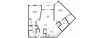 2 bed 2 bath Chatham Floor Plan at Two Addison Place Apartments , Pooler