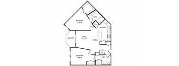 2 bedroom, 2 bathroom flat floorplan  at Two Addison Place,  Apartments Pooler, GA, 31322