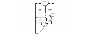1 bed 1 bath Columbia Floor Plan at Two Addison Place Apartments , Georgia, 31322