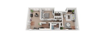 Arlington 1 bedroom 1 Bath floor plan at Courthouse Square Apartments