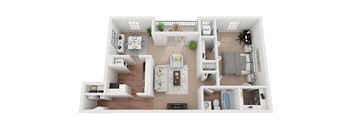 1 bedroom 1 bath floor plan at Courthouse Square Apartments, Towson