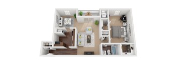 Ashburton renovated 1 bedroom  bath floor plan at Courthouse Square Apartments, Towson, MD