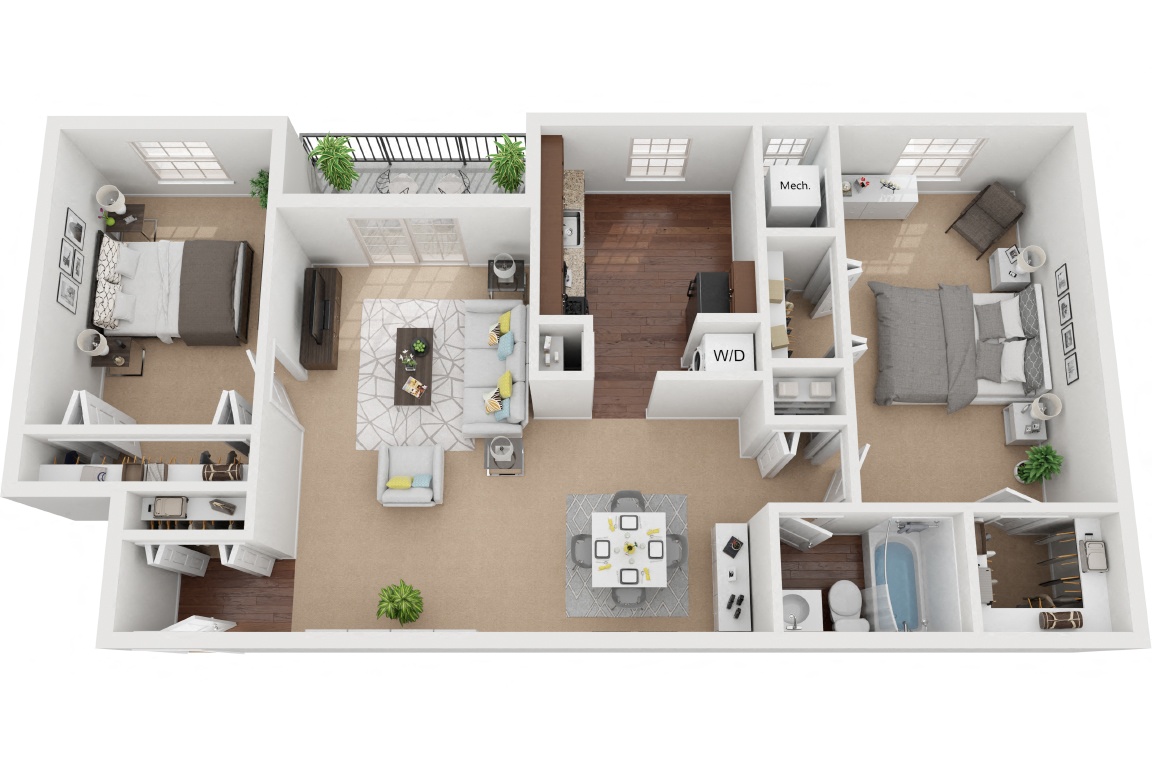 Baldwin 2 Bedroom 1 Bath Renovated floor plan