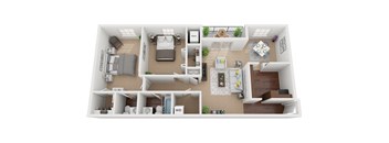 2 Bedroom 1.5 Bath 1,188sf Renovated Canton Floor Plan at Courthouse Square Apartments, Towson, MD, 21286