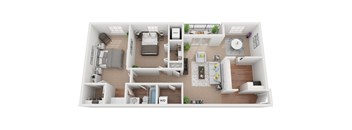 2 Bedroom 1 Bath 1100 SF Cheswolde Floor Plan at Courthouse Square Apartments, Maryland, 21286