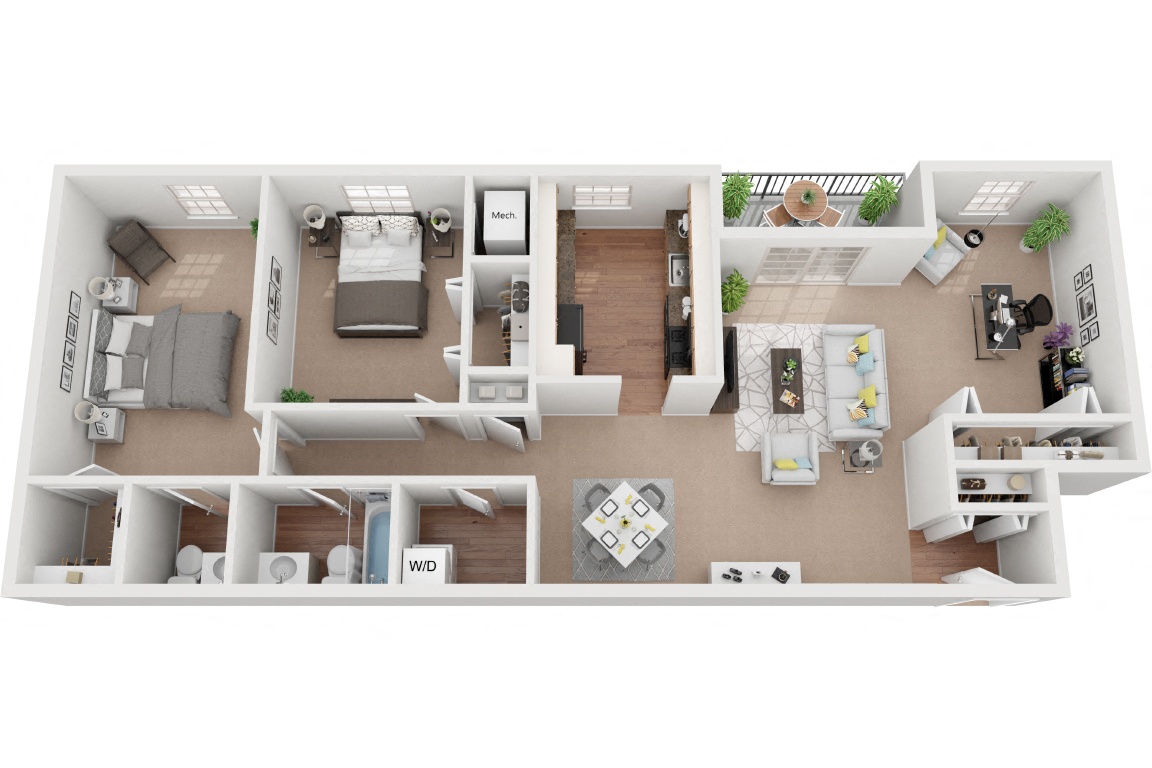 Dorchester 2 Bedroom 1.5 Bath Den Renovated floor plan