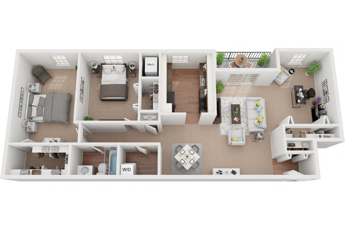 Dorchester 2 Bedroom 1 Bath Den floor plan