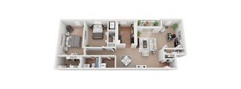 2 Bedroom 1 Bath 1320 SF Dorchester Floor Plan at Courthouse Square Apartments, Towson