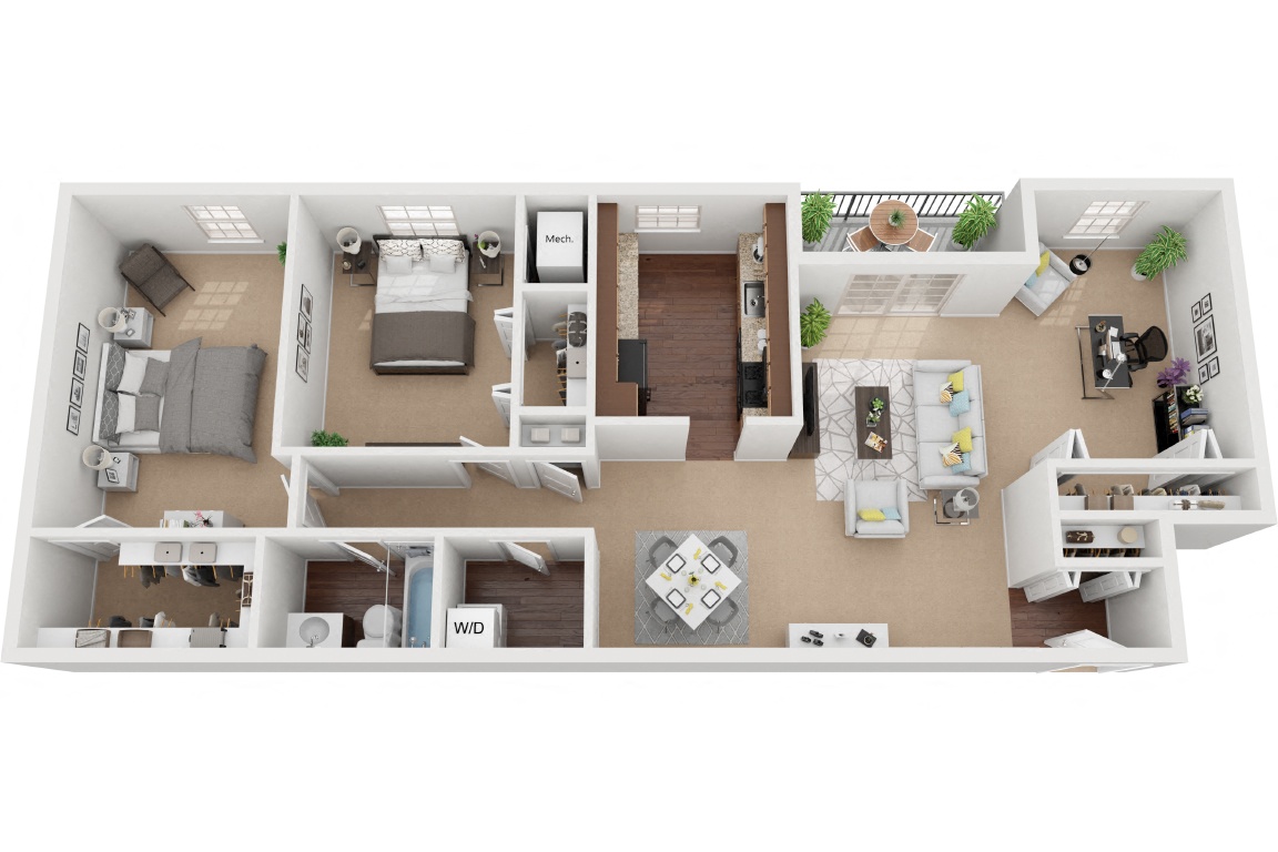 Dorchester 2 Bedroom 1 Bath Den Renovated floor plan