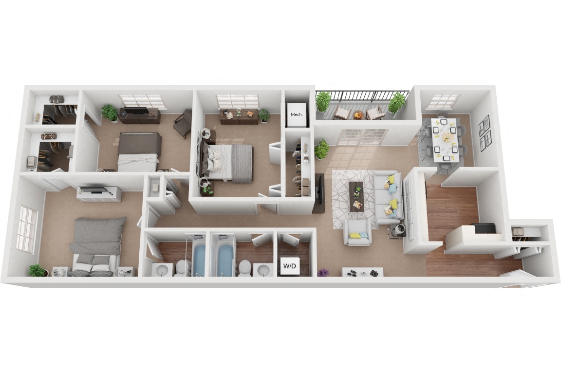 Edmondson 3 Bedroom 2 Bath floor plan