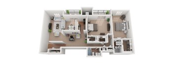 Hamilton 3 bedroom 2 bath w bonus room floor plan at Courthouse Square Apartments, Towson, 21286