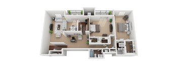 renovated 2 bedroom 2 bath w bonus room floor plan at Courthouse Square Apartments, Maryland