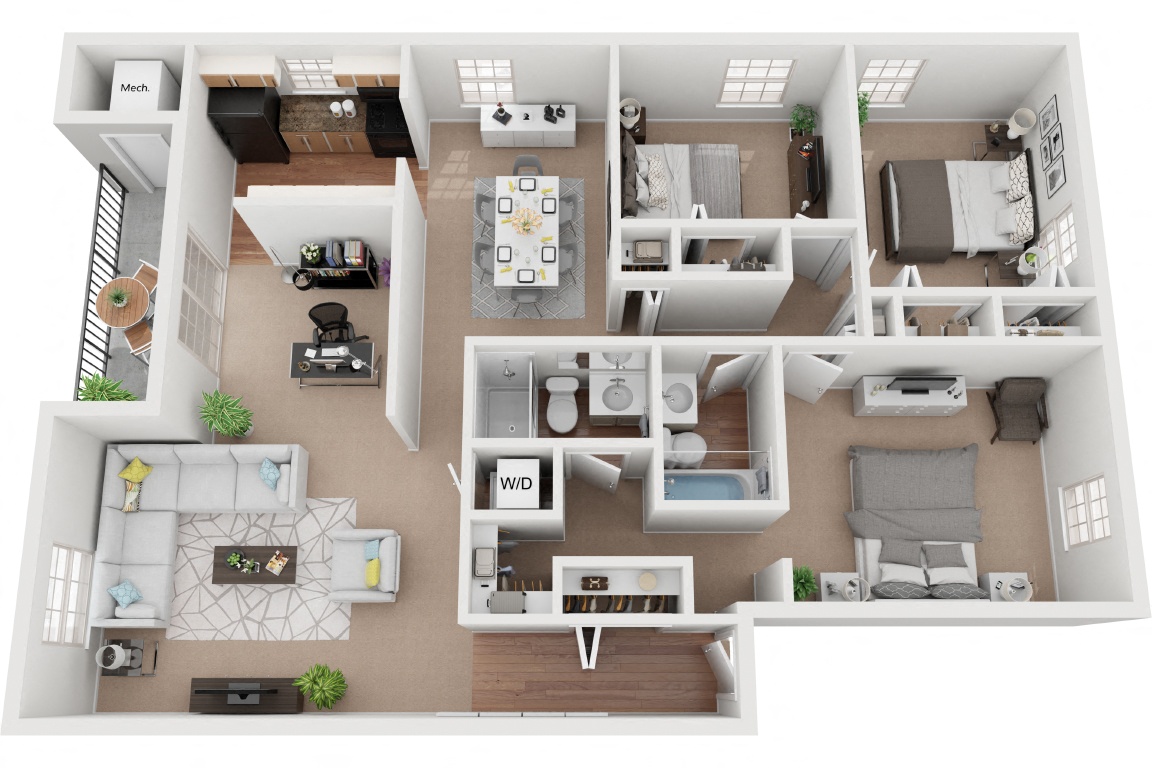 Jacksonville 3 Bedroom 2 Bath Bonus Room floor plan