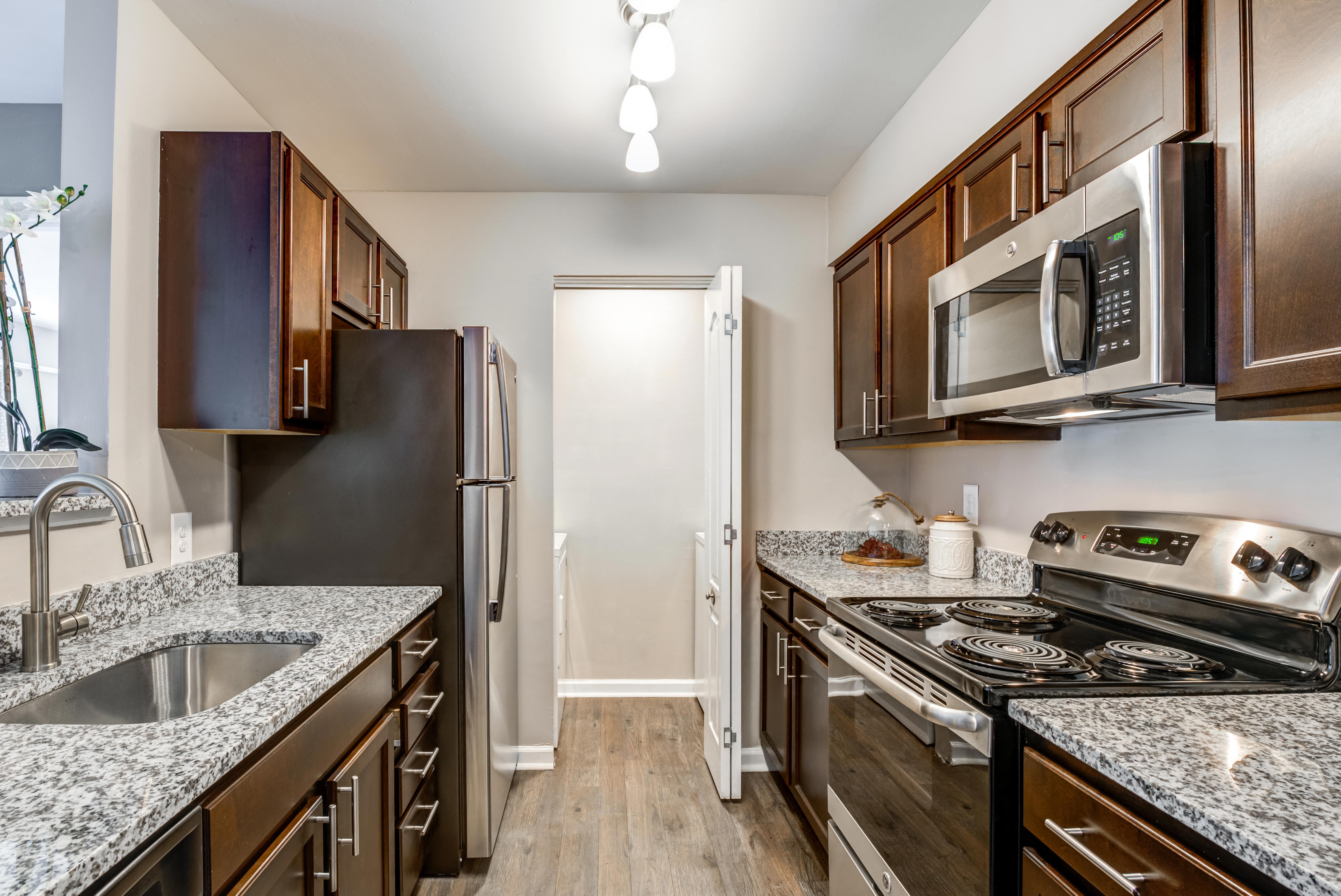 Chef-Inspired Kitchens Feature Stainless Steel Appliances at The Crossings at White Marsh Apartments, Perry Hall, MD, 21128