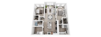 D3 2 Bedroom 2 Bath 1156sf floor plan at Dartmoor Place  at Dartmoor Place at Oxford Square Apartments, Hanover 21076