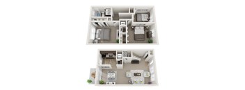 3 Bed 1 Bath Townhome Floor Plan at Doncaster Village Apartments, Parkville, 21234