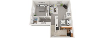 1 bedroom 1 bath 688sf floor plan, Donnybrook Apartments, Towson MD