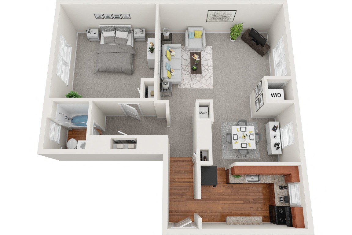 1 Bedroom 1 Bath Renovated floor plan