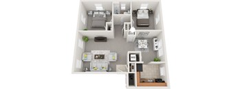 2 bedroom 1 bath 698sf floor plan, Donnybrook Apartments, Towson MD