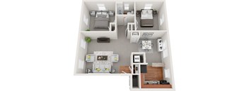 2 bedroom 1 bath 698sf renovated floor plan, Donnybrook Apartments, Towson MD