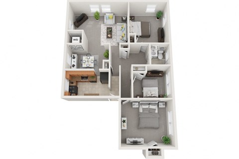 3 bedroom 1 bath 962sf floor plan, Donnybrook Apartments, Towson MD