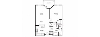 1 bed 1 bath Ellis Floor Plan at Two Addison Place Apartments , Pooler, GA