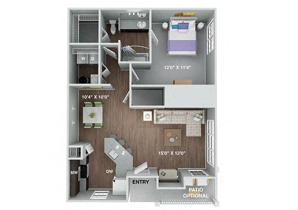 Fairhope 1 Bedroom 1 Bath Renovated floor plan