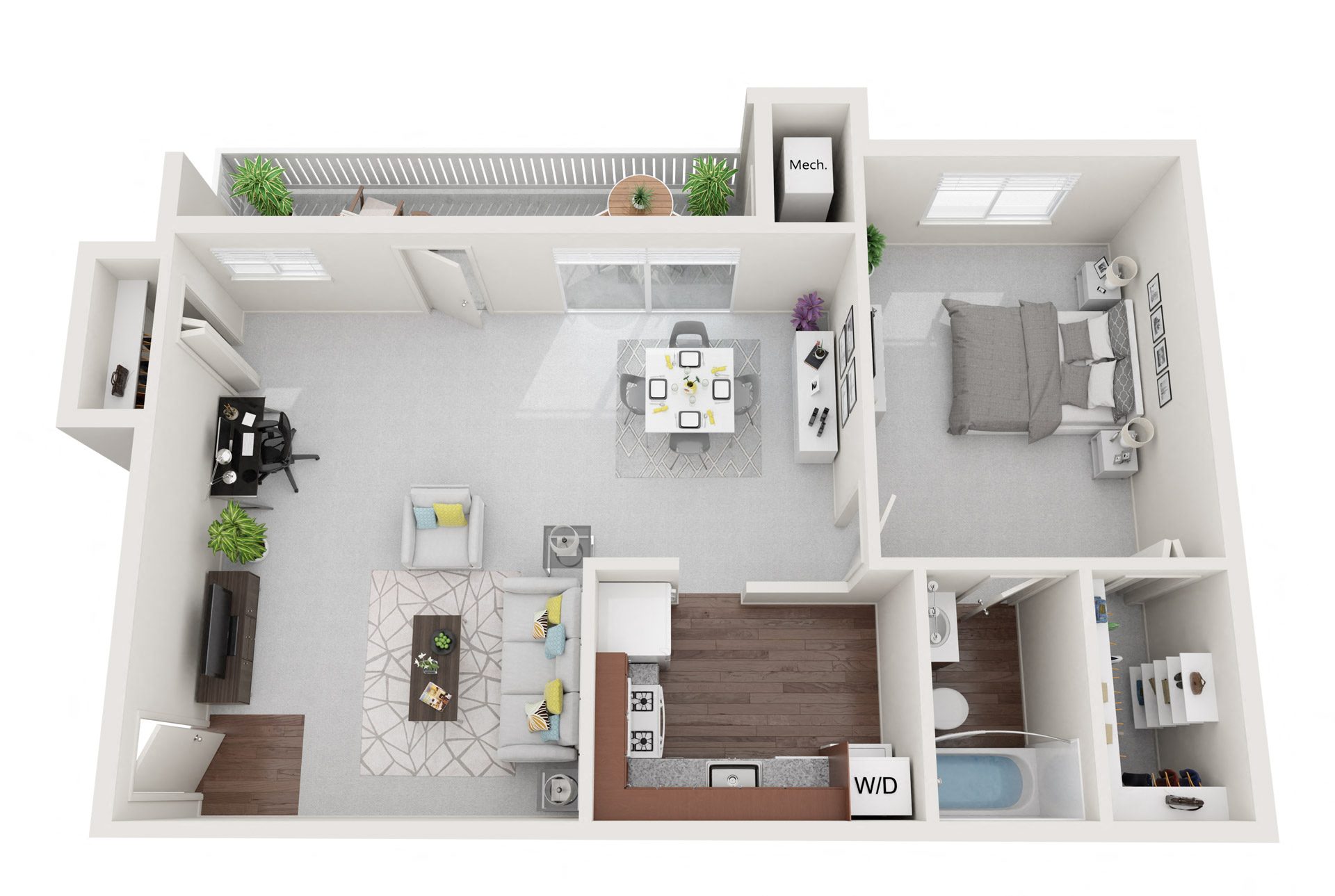 1 Bedroom 1 Bath Renovated floor plan