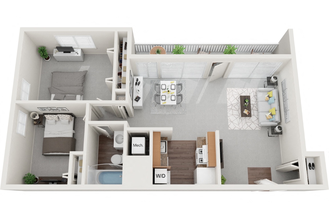 2 Bedroom 1 Bath II floor plan