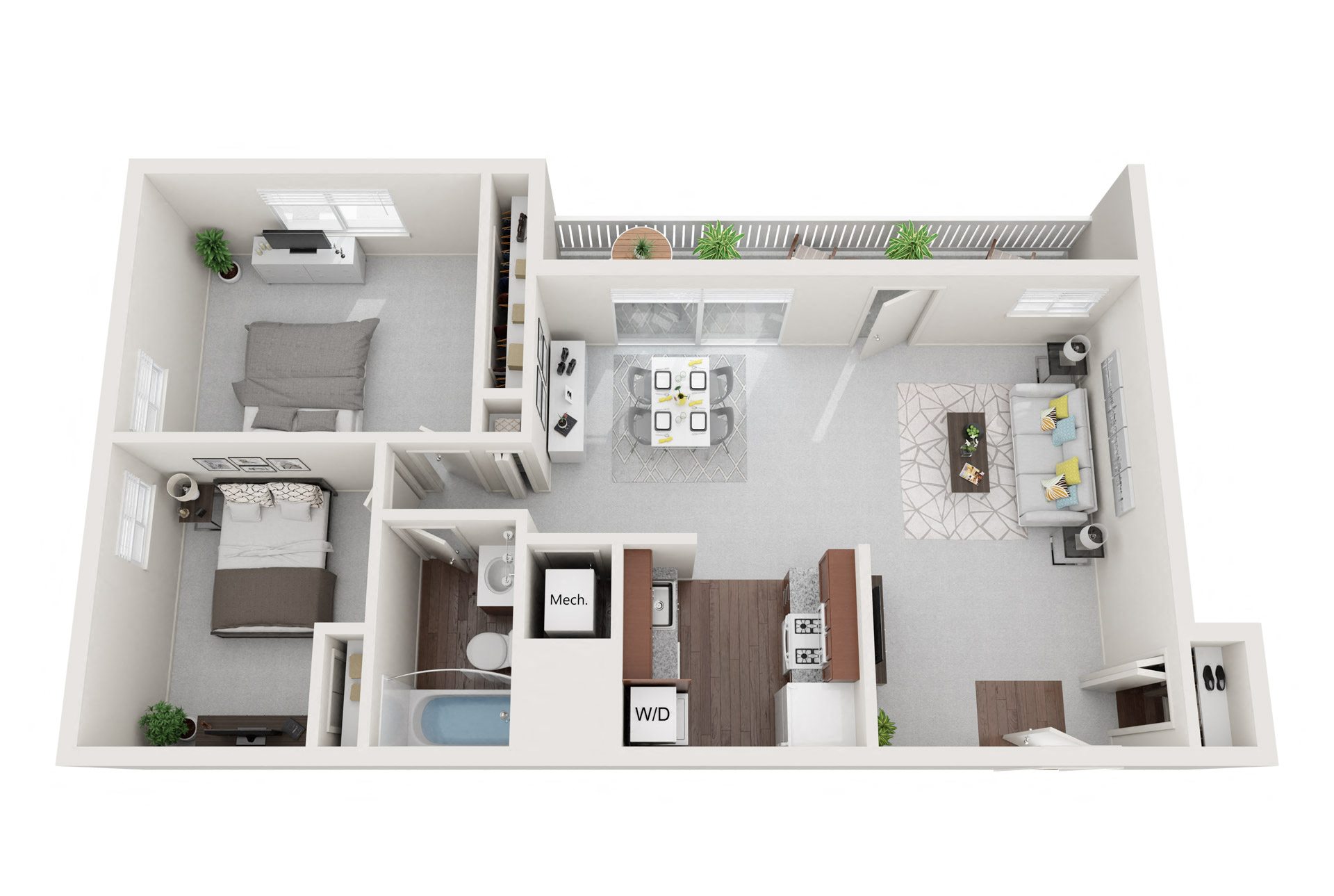 2 Bedroom 1 Bath II Renovated floor plan