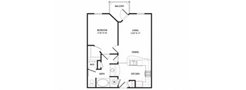 1 bed 1 bath Franklin Floor Plan at Two Addison Place Apartments , Pooler, 31322