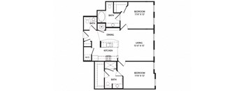 2 bed 2.5 bath Greene Floor Plan at Two Addison Place Apartments , Pooler, Georgia