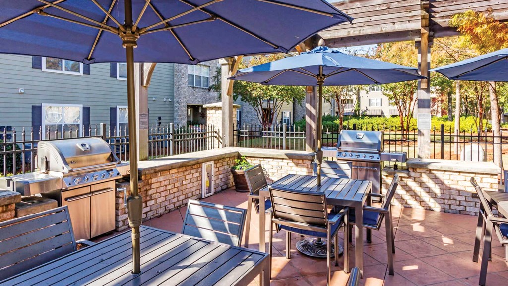 Outdoor Grill With Intimate Seating Area at Carolina Point Apartments, Greenville, SC