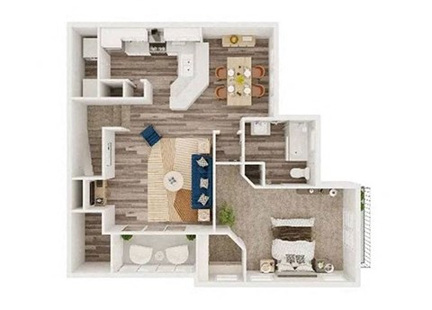 1 bedroom 1 bath 941sf floor plan at Henley Tampa Palms Apartments, Tampa, FL
