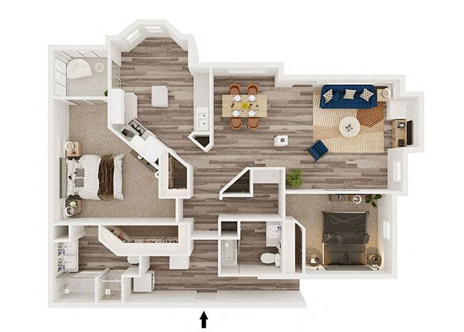 B2 - attached 1 car garage floor plan