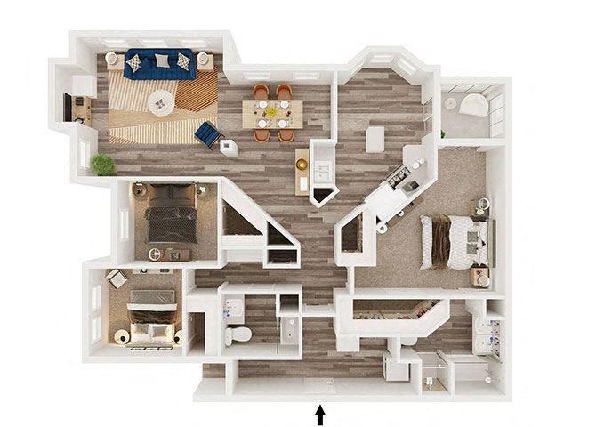 C1 - attached 2 car garage floor plan
